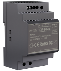 Источник питания PROMPOWER HDR-60-24, на вых. 24 В DC, 2.5А, 60Вт. Вх. 85-264В AC (120-370 В DC)