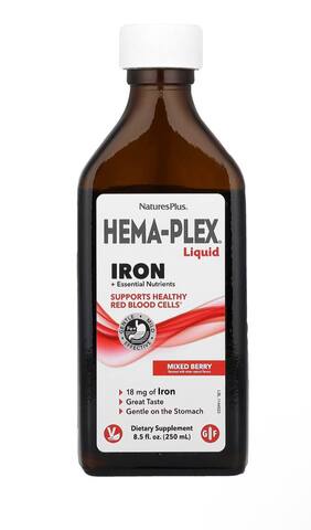 NaturesPlus Hema-Plex, жидкое железо и необходимые питательные вещества, ягодный вкус, 250 мл (8,5 жидк. унции)
