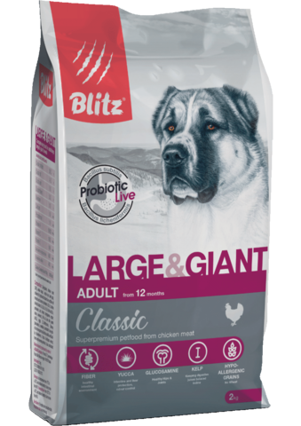 Blitz Adult Large Giant Breeds сухой корм для взрослых собак крупных и гиганских пород 2 кг