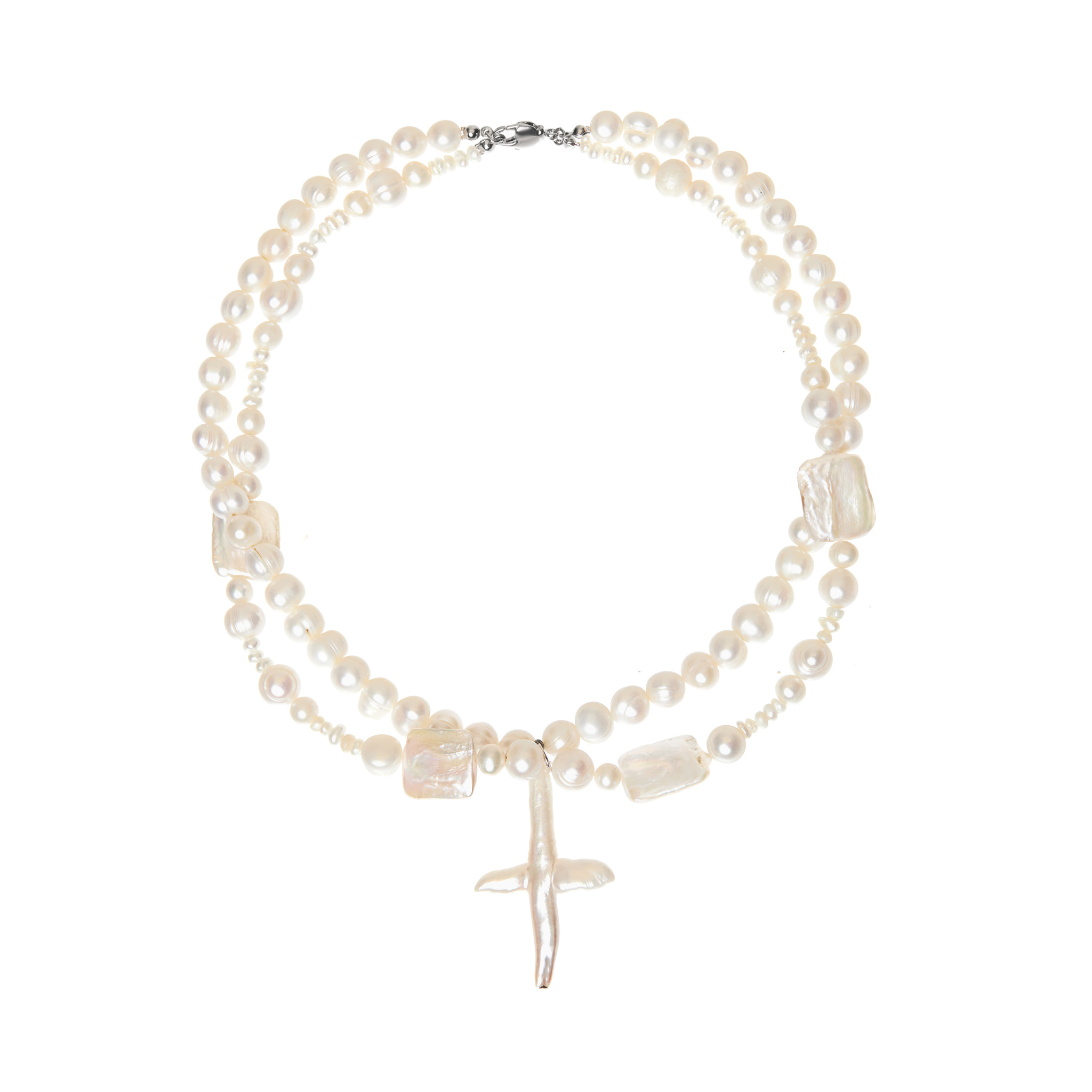HOLLY JUNE Колье Pearly Abundance Cross Necklace – Nacre