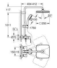 Душевая система GROHE Tempesta Cosmopolitan 250 CUBE с однорычажным смесителем, хром (26692000)