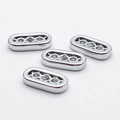 Коннектор-разделитель на 2 нити, цвет серебро (родий), размер 12*6 мм, цена за 1 шт