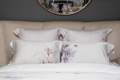 Постельное белье 1.5 спальное Garda Decor Фиори сиренево-белое