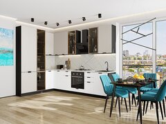 Прямая модульная кухня Евро Лайн-07 Агат/Белый - Graphite 2340*2000/3000*600
