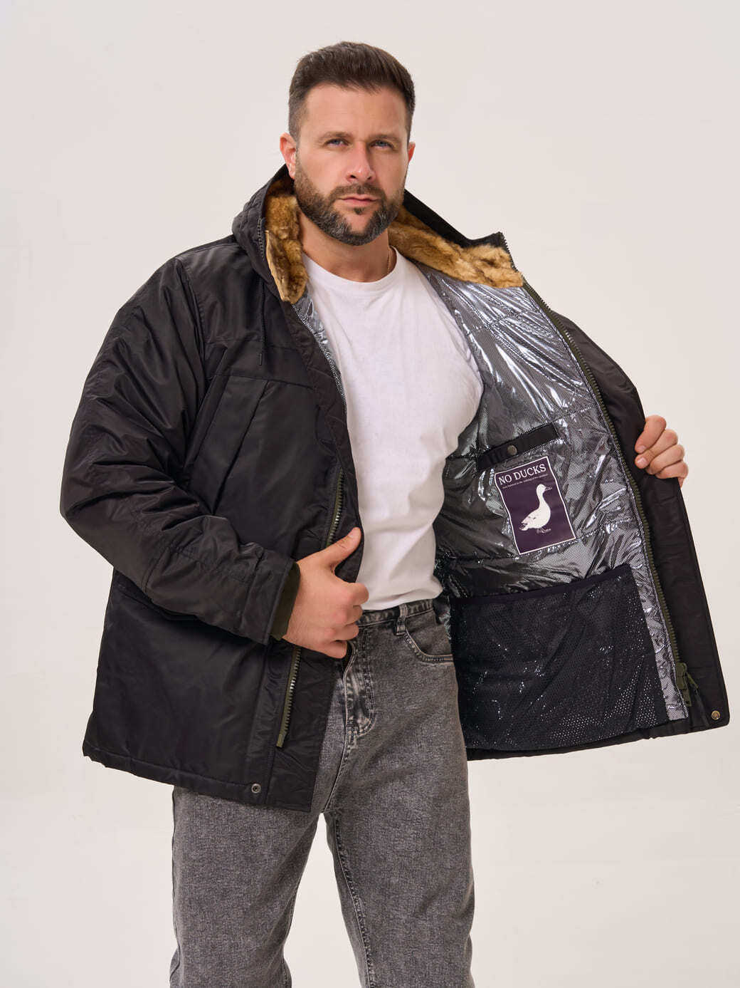 Куртка Аляска укороченная Husky Short 2 Nord Denali (черная - black/silver)