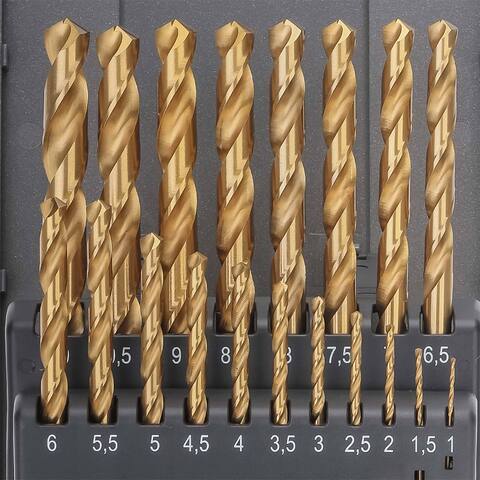 Набор сверл по металлу 1-10мм 19шт DIN338 HSS-G TiN 118° (пл. кейс) Ruko 250214TRO