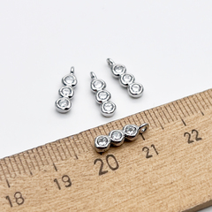 Подвеска Палочка, родиевое покрытие, фианиты, размер 12*3,5 мм, цена за 1 шт