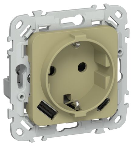 FLITE Роз.с з/к/ш 16А USB AC 20Вт б/к РСЮшс11-1-ФлО ол. IEK