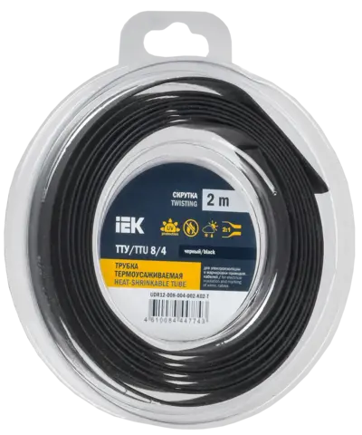 Трубка термоусадочная ТТУ нг-LS 8/4 черная (2м/упак) IEK