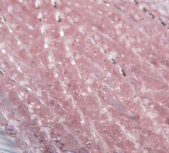БП013НН46 Хрустальные бусины "рондель", цвет: розовый прозрачный, 4х6 мм, кол-во: 58-60 шт.