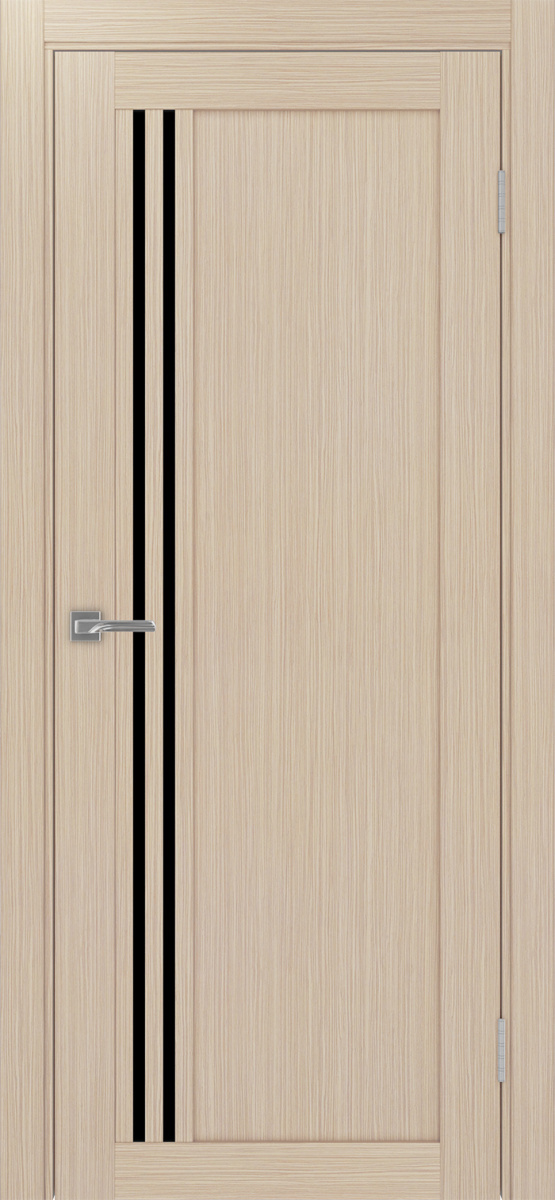 Дверь межкомнатная Оптима Порте Турин 555.21, цвет беленый дуб, экошпон, стекло лакобель черное