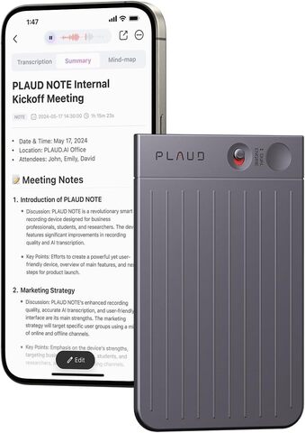 Цифровой диктофон Plaud Note с поддержкой ChatGPT, Черный | Black