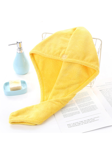Махровое полотенце-тюрбан для сушки волос, цвет желтый
