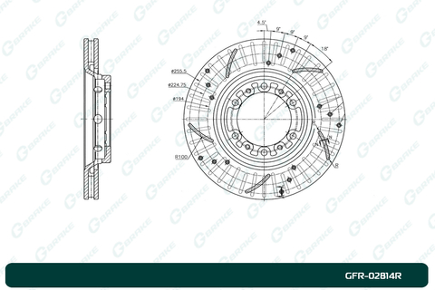 Диск тормозной перфорированный вентилируемый G-brake GFR-02814R правый