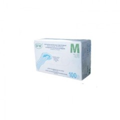 Перчатки медицинские смотровые латексные SFM нестерильные опудренные размер L (100 штук в упаковке)