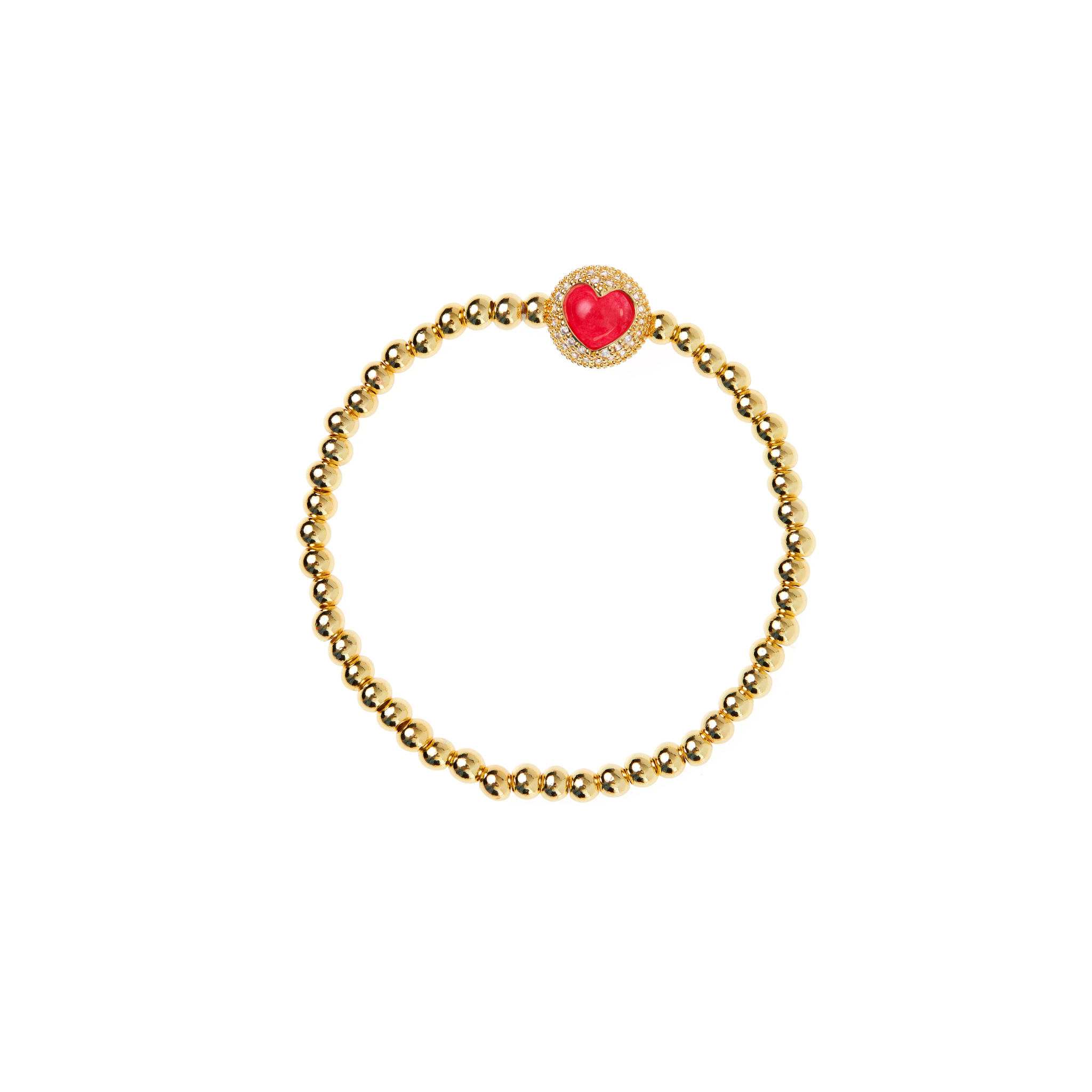 DÉJÀ VU Браслет Gold Puffy Heart Bracelet - Red