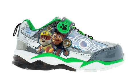 Светящиеся кроссовки Щенячий патруль (Paw Patrol) на липучках для мальчиков, цвет серебристый. Изображение 1 из 5.