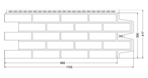 Фасадная панель Гранд Лайн Клинкерный кирпич Молочный 1105х417 мм