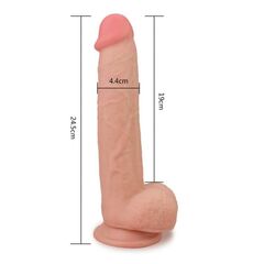 Телесный фаллоимитатор на присоске Sliding Skin Dual Layer Dong - 24,5 см. - 