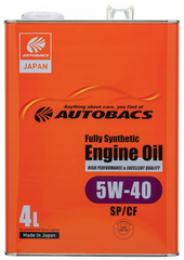 Синтетическое моторное масло Autobacs FULLY SYNTHETIC 5W-40 SP/СF, 4 л