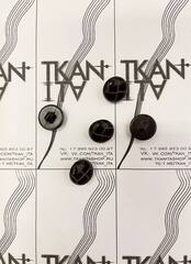 Пуговица пластиковая на ножке (имитация кожаной стежки) (пластик, Темно-коричневый/стежка, 14)