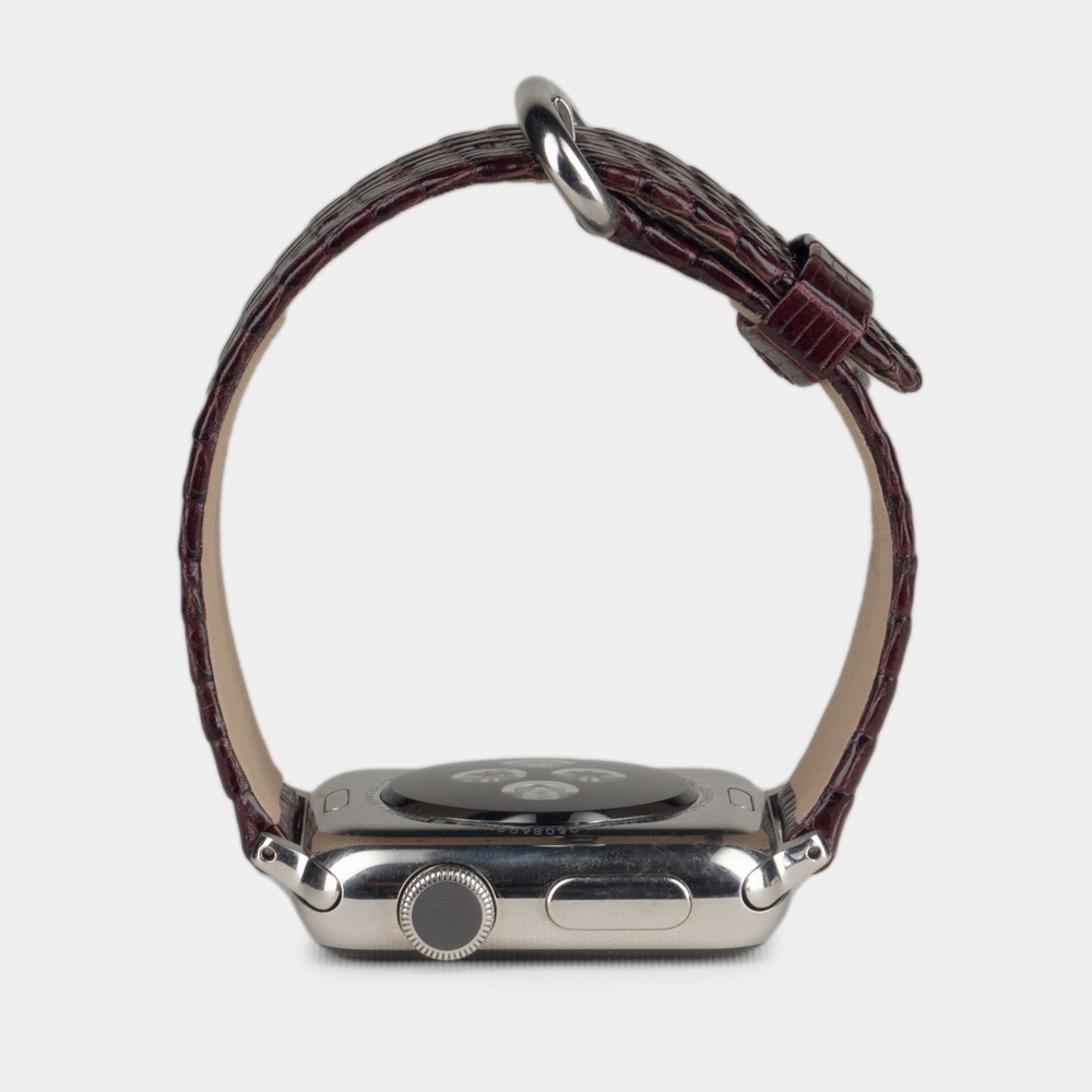 Ремешок для Apple Watch 42/44mm Classic из кожи ящерицы бордового цвета