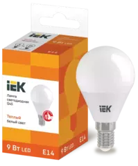 Лампа светодиодная ECO G45 шар 9Вт 230В 3000К Е14 IEK LLE-G45-9-230-30-E14