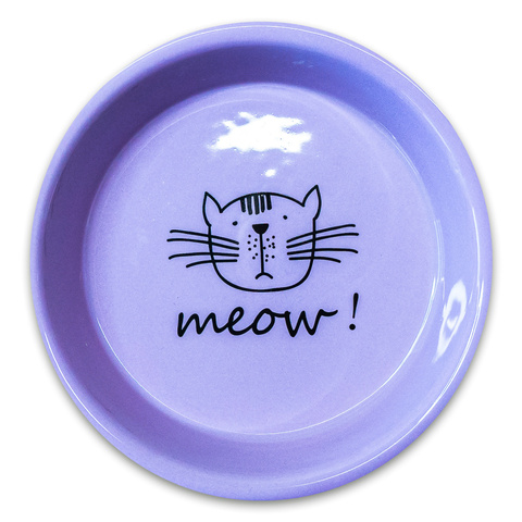 КерамикАрт миска керамическая для кошек MEOW! 200 мл (Сиреневая)