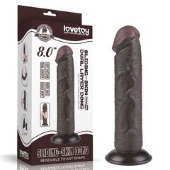 Коричневый фаллоимитатор 8 Sliding Skin Dual Layer Dong - 20 см. - 