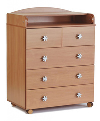 Комод СКВ, 5 ящиков, ручка- фигурная, колеса (орех)