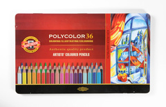 Набор художественных цветных карандашей POLYCOLOR 36 цветов в металлической коробке