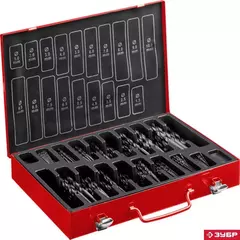 ЗУБР 370 шт, (1-10 мм), сталь Р4М2, класс В, мет.бокс, набор сверл по металлу (29605-H370)