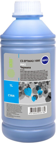 Чернила Cactus CS-EPT6642-1000 T6642 Голубой / Cyan 1000мл для Epson L100, L110, L120, L132, L200, L210, L222, L300, L312, L350, L355, L362, L366, L456, L550, L555, L566, L1300