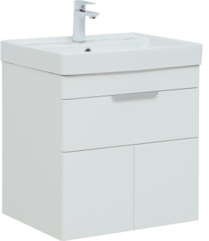 Aquanet 310148 Тумба Ирис new 60 подвесная 1 ящ. 2 фасада цв.белый глянец (310148)