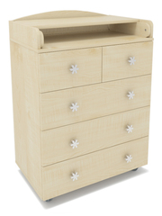 Комод СКВ, 5 ящиков, ручка- фигурная, колеса (орех)