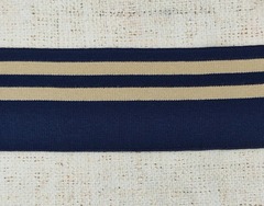 Подвязы трикотажные, ш. 7 см, L 124 см, тёмно-синий с бежевым