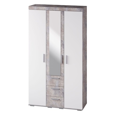 Шкаф Инстайл 3-х дверный бетон / белый