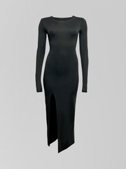 Платье 1122 удлиненное с разрезом по ноге и шнуровкой на спине