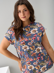 Футболка Фв-104/индиго-тропическиелистья