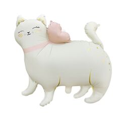 К Фигура, Милая кошка с бантиком, Белый, Сатин, 27''/68 см, 1 шт.