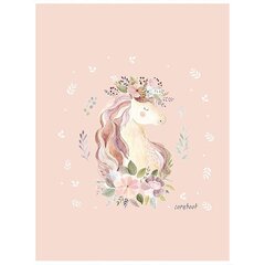 Тетрадь 48л., А5, клетка, Апплика "Единорог в цветах", гребень, мелованный картон, вб. УФ-лак, глиттер