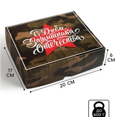 Коробочка для кондитерских изделий «С днём Защитника Отечества», 17 х 20 х 6 см