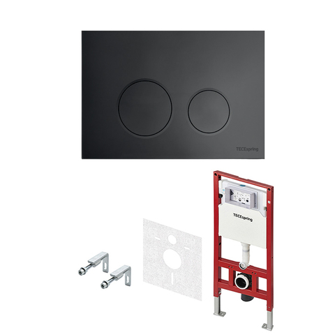 TECE S401115 TECEspring Base Комплект 3 в 1 инсталяция, панель смыва LT с круглыми кнопками, черный матовый