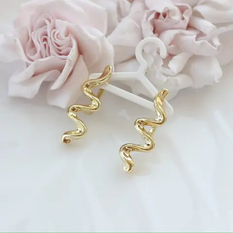 Швензы Волна 35*12 мм с английским замком, позолота, Ш012