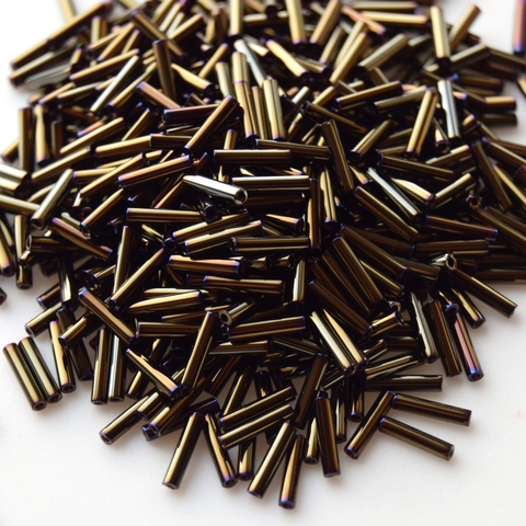SLB-0458 Стеклярус тонкий 6мм Миюки/Miyuki Slender bugles Metallic Brown Iris