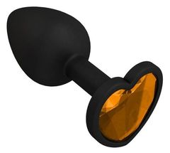 Черная силиконовая пробка с оранжевым кристаллом - 7,3 см. - 