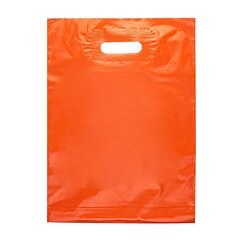 Оранжевый полиэтиленовый пакет с вырубной ручкой 30*40+3см 50мкм