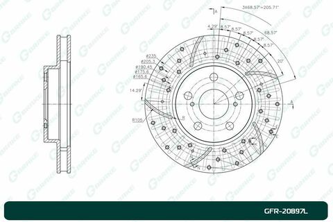 Диск тормозной перфорированный вентилируемый G-brake GFR-20897L левый