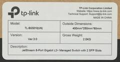 TP-Link SG3210, JetStream гигабитный управляемый 8-портовый коммутатор 2 уровня с 2 SFP-слотами
