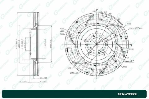 Диск тормозной перфорированный вентилируемый G-brake GFR-20989L левый